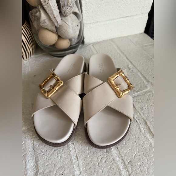Schutz Leather Crossband Sandals -Enola Crossed Size 6B - Picture 2 of 10